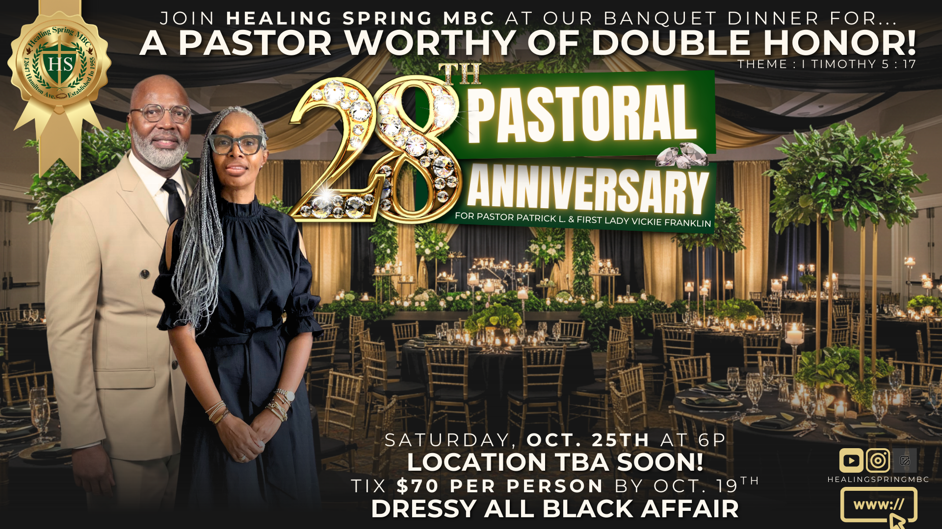 Elegant All-Black 28th Anniversary Dinner Celebration